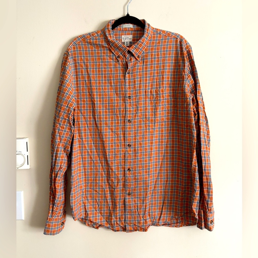Sewn for J.Crew Men XL Brushed Twill Long Sleeve Button Shirt Classic Fit Cotton